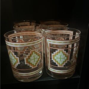 George Briard MCM ROCKS GLASSES Geometric Patterned LOWBALL  - Set of 4